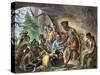 John Smith Saved by Pocahontas, Jamestown Colony, Virginia Colony, c.1607-null-Stretched Canvas