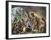 John Smith Saved by Pocahontas, Jamestown Colony, Virginia Colony, c.1607-null-Framed Giclee Print