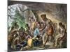 John Smith Saved by Pocahontas, Jamestown Colony, Virginia Colony, c.1607-null-Mounted Giclee Print