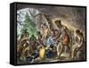 John Smith Saved by Pocahontas, Jamestown Colony, Virginia Colony, c.1607-null-Framed Stretched Canvas