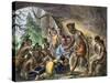 John Smith Saved by Pocahontas, Jamestown Colony, Virginia Colony, c.1607-null-Stretched Canvas