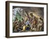 John Smith Saved by Pocahontas, Jamestown Colony, Virginia Colony, c.1607-null-Framed Giclee Print