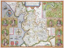 Lancashire in 1610, from John Speed's 'Theatre of the Empire of Great Britaine', First Edition-John Speed-Framed Giclee Print