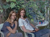 Portrait of two girls, seated indoors, with grapevine, 1993-John Stanton Ward-Mounted Giclee Print