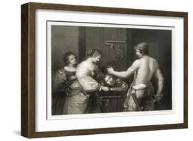 John the Baptist He is Beheaded and Salome Holds out a Dish to Receive His Head-W.h. Egleton-Framed Art Print