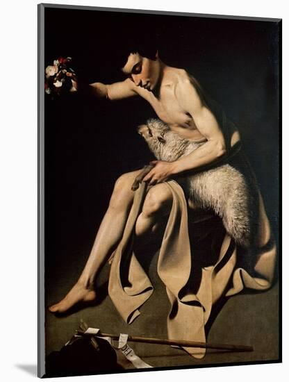 John the Baptist Playing with a Lamb-Michelangelo Merisi da Caravaggio-Mounted Giclee Print