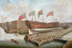 The Launch of HMS 'Alexander' at Deptford, England, in 1778, a 74-Gun Warship that Fought during Th-John the Elder Cleveley-Giclee Print