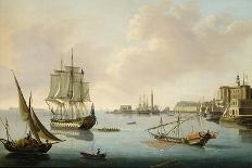 An Italian Harbour with a Genoese Chebec at Anchor-John Thomas Serres-Giclee Print