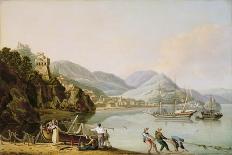 An Italian Harbour with a Genoese Chebec at Anchor-John Thomas Serres-Framed Giclee Print