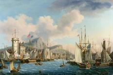 An Italian Harbour with a Genoese Chebec at Anchor-John Thomas Serres-Giclee Print