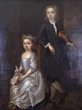 Young Boy Holding a Violin and a Young Girl Holding a Doll-John Vanderbanck-Stretched Canvas