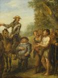 Four Scenes from 'Don Quixote': Don Quixote and Sancho Panza after the Battle with the Gallant…-John Vanderbank-Stretched Canvas