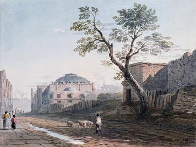Scotch Church and the Remains of London Wall, 1818