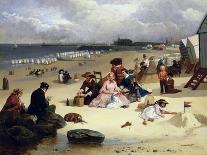 Littlehampton Beach with the Pier, Climping Beyond C.1888 (Oil on Panel)-John W. Eyres-Premium Giclee Print