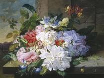 A Pretty Still Life of Roses, Rhododendron, and Passionflowers-John Wainwright-Giclee Print