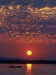 Lower Zambesi National Park, Canoeing on the Zambezi River at Sun Rise under a Mackerel Sky, Zambia-John Warburton-lee-Photographic Print