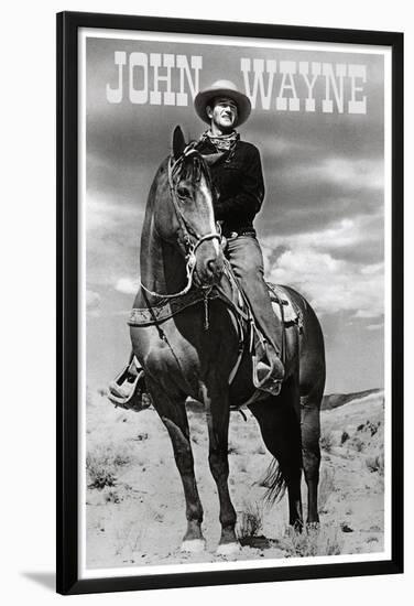 John Wayne (On Horse) Movie Poster Print-null-Lamina Framed Poster
