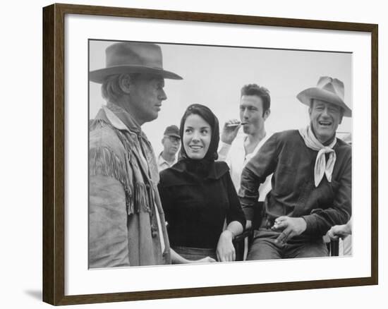 John Wayne, Richard Widmark, Laurence Harvey, Linda Cristal, The Alamo, 1960-null-Framed Photographic Print