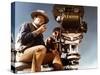 John Wayne sur le tournage by son film Alamo en, 1960 (photo)-null-Stretched Canvas