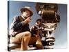 John Wayne sur le tournage by son film Alamo en, 1960 (photo)-null-Stretched Canvas