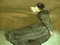 Woman in Green Dress with Black Cat-John White Alexander-Giclee Print