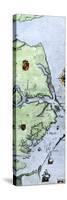 John White's Map of the Virginia and Carolina Coast Where Roanoke Colony Was Located, c.1500-null-Stretched Canvas