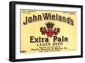 John Wieland's Extra Pale Lager Beer-null-Framed Art Print