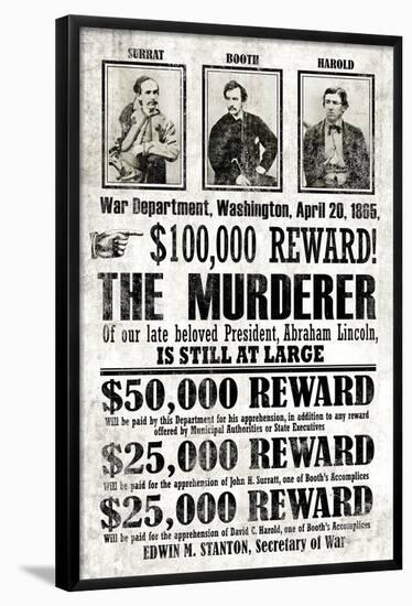 John Wilkes Booth Replica Wanted Poster-null-Framed Poster