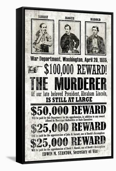 John Wilkes Booth Replica Wanted Poster-null-Framed Stretched Canvas