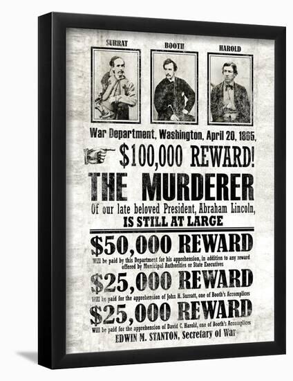 John Wilkes Booth Replica Wanted-null-Framed Poster