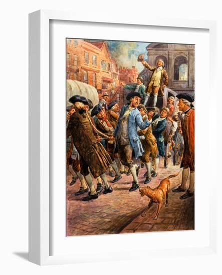 John Wilkes, Seen Here Returning from Paris, Being Saved from Arrest by a Mob of Citizens-C.l. Doughty-Framed Giclee Print