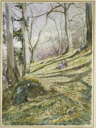 Wooded Slope with Four Figures