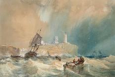 Squadron of Frigates and Fishing Vessels in a Choppy Sea Off Holy Island-John Wilson Carmichael-Giclee Print