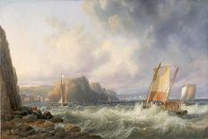 Squadron of Frigates and Fishing Vessels in a Choppy Sea Off Holy Island-John Wilson Carmichael-Giclee Print