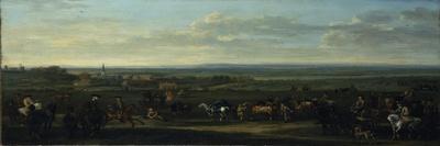 A View of Old Newmarket with Figures and Horses on the Heath-John Wootton-Giclee Print