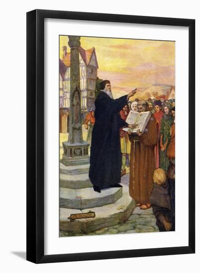 John Wycliffe preaching-Joseph Ratcliffe Skelton-Framed Giclee Print