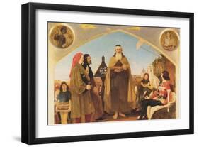 John Wycliffe Reading His Translation of the Bible to John of Gaunt-Ford Madox Brown-Framed Art Print