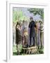 Johnny Appleseed Addressing a Preacher Among Settlers of Ohio Territory-null-Framed Giclee Print