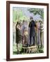 Johnny Appleseed Addressing a Preacher Among Settlers of Ohio Territory-null-Framed Giclee Print