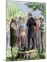 Johnny Appleseed Addressing a Preacher Among Settlers of Ohio Territory-null-Mounted Giclee Print