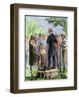 Johnny Appleseed Addressing a Preacher Among Settlers of Ohio Territory-null-Framed Giclee Print