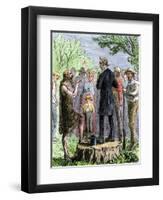 Johnny Appleseed Addressing a Preacher Among Settlers of Ohio Territory-null-Framed Giclee Print