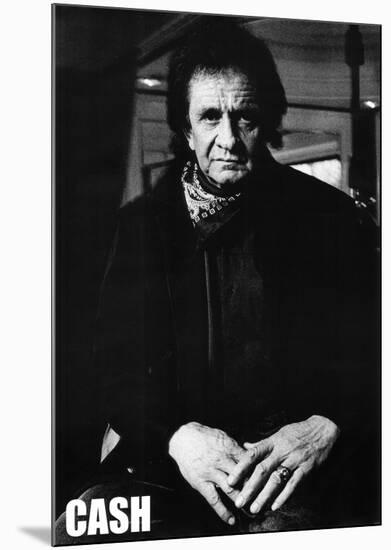 Johnny Cash Black and White Older Music Poster Print-null-Mounted Poster