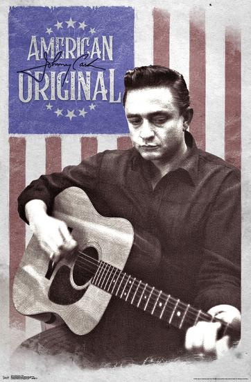 JOHNNY CASH - FLAG-null-Lamina Framed Poster