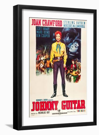 JOHNNY GUITAR, Joan Crawford on Italian poster art, 1954.-null-Framed Art Print