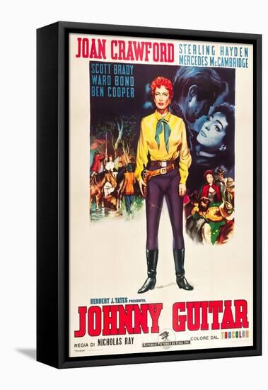 JOHNNY GUITAR, Joan Crawford on Italian poster art, 1954.-null-Framed Stretched Canvas