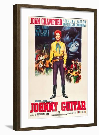 JOHNNY GUITAR, Joan Crawford on Italian poster art, 1954.-null-Framed Art Print