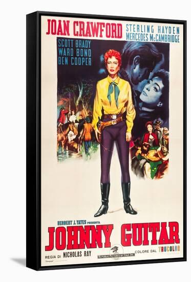 JOHNNY GUITAR, Joan Crawford on Italian poster art, 1954.-null-Framed Stretched Canvas