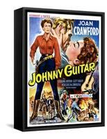 Johnny Guitar, Joan Crawford, Sterling Hayden, (Belgian Poster Art), 1954.-null-Framed Stretched Canvas