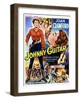 Johnny Guitar, Joan Crawford, Sterling Hayden, (Belgian Poster Art), 1954.-null-Framed Art Print